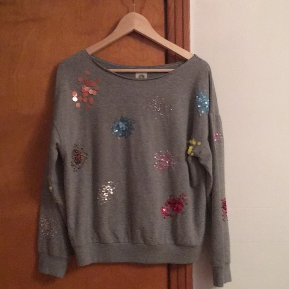 Anthropologie grey fireworks crewneck - Picture 3 of 6